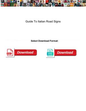 Guide to Italian Road Signs Cold