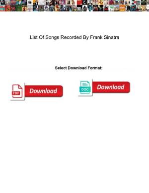 List of Songs Recorded by Frank Sinatra