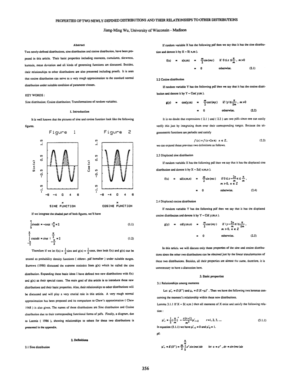 1987: Properties of Two Newly-Defined Distributions