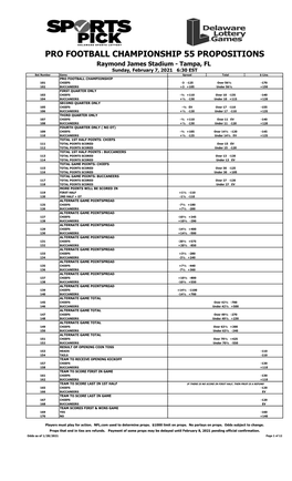 Pro Football Championship 55 Propositions