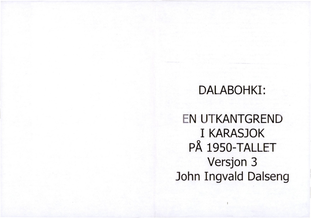 Dalabohki: En Utkantgrend I Karasjok På 1950-Tallet