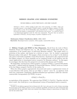 RIBBON GRAPHS and MIRROR SYMMETRY 1. Introduction 1.1