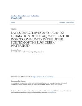 Late Spring Survey and Richness Estimation of The