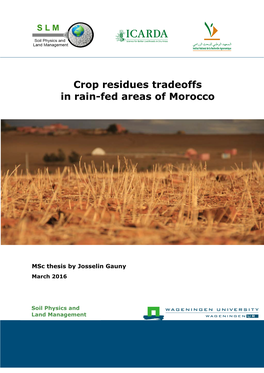 Crop Residues Tradeoffs in Rain-Fed Areas of Morocco