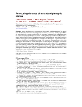 Refocusing Distance of a Standard Plenoptic Camera