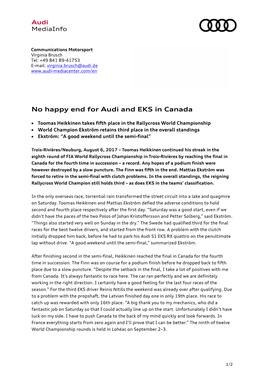No Happy End for Audi and EKS in Canada