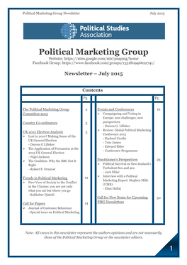 Political Marketing Group Newsletter July 2015