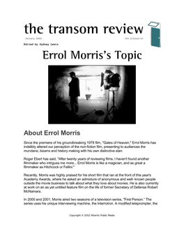 Errol Morris’S Topic