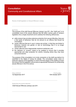 Sexual Offences Law Consultation Document