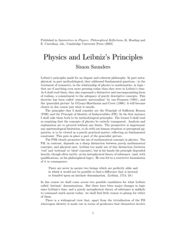 Physics and Leibniz's Principles