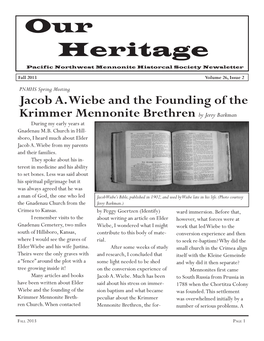 Our Heritage Pacific Northwest Mennonite Historcal Society Newsletter