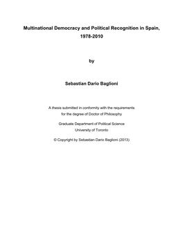 Multinational Democracy and Political Recognition in Spain, 1978-2010