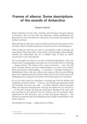 Frames of Silence: Some Descriptions of the Sounds of Antarctica