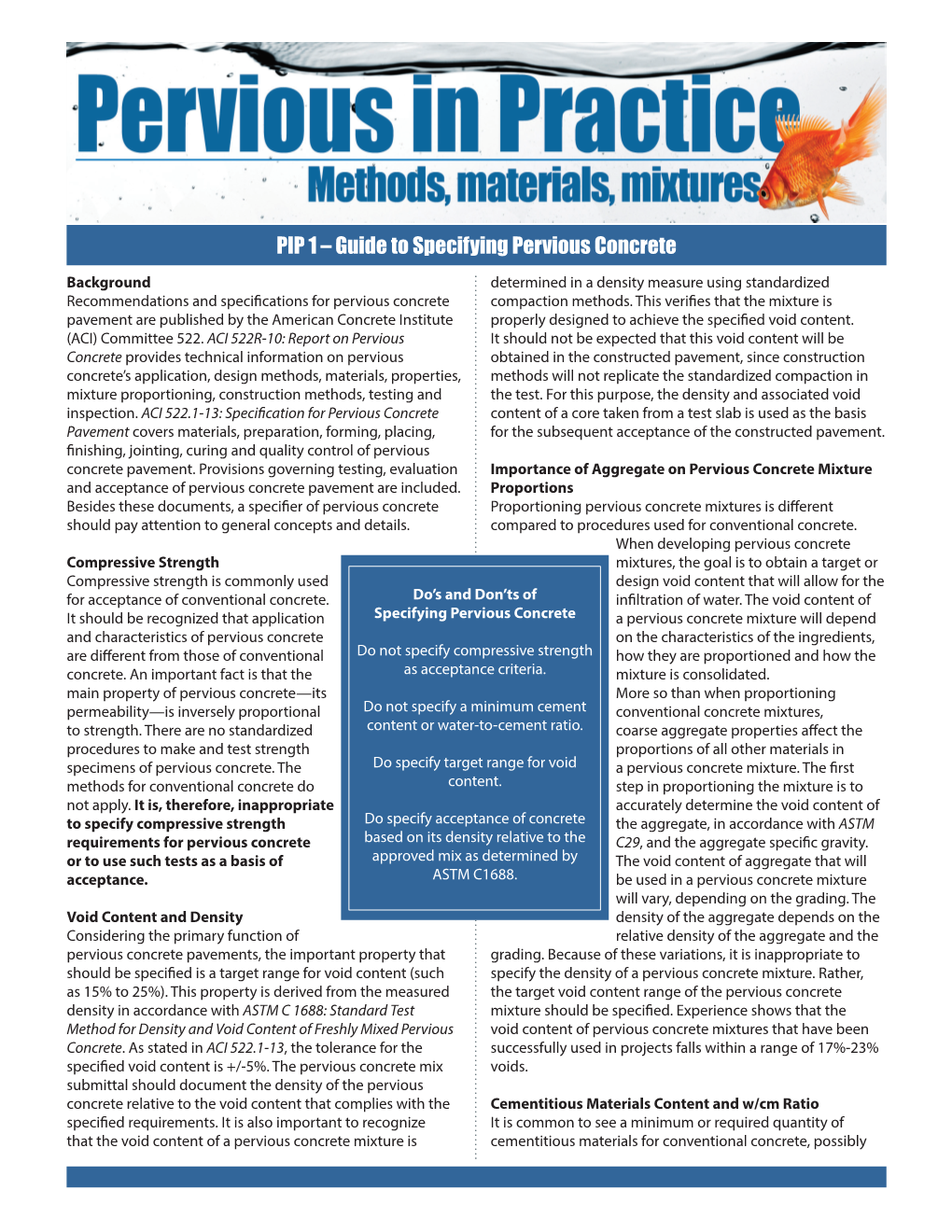 PIP 1 – Guide to Specifying Pervious Concrete