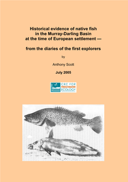 Fish in the Murray-Darling Basin at the Time of European Settlement —