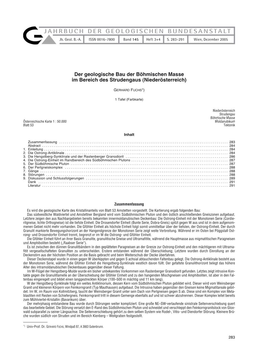 JAHRBUCH DER GEOLOGISCHEN BUNDESANSTALT Jb