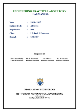 Engineering Practice Laboratory Lab Manual 2016-17 Front 3.Pdf