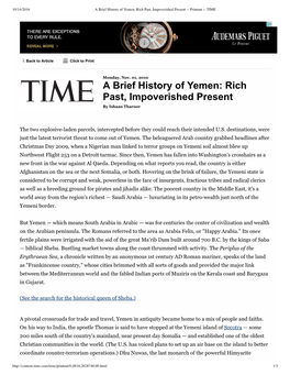 A Brief History of Yemen: Rich Past, Impoverished Present -- Printout -- TIME