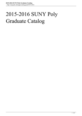 2015-2016 SUNY Poly Graduate Catalog