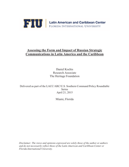 Assessing the Form and Impact of Russian Strategic Communications in Latin America and the Caribbean