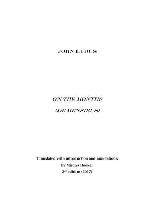 On the Months (De Mensibus) (Lewiston, 2013)