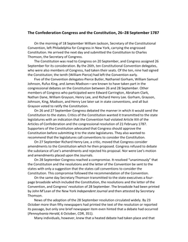The Confederation Congress and the Constitution, 26–28 September 1787