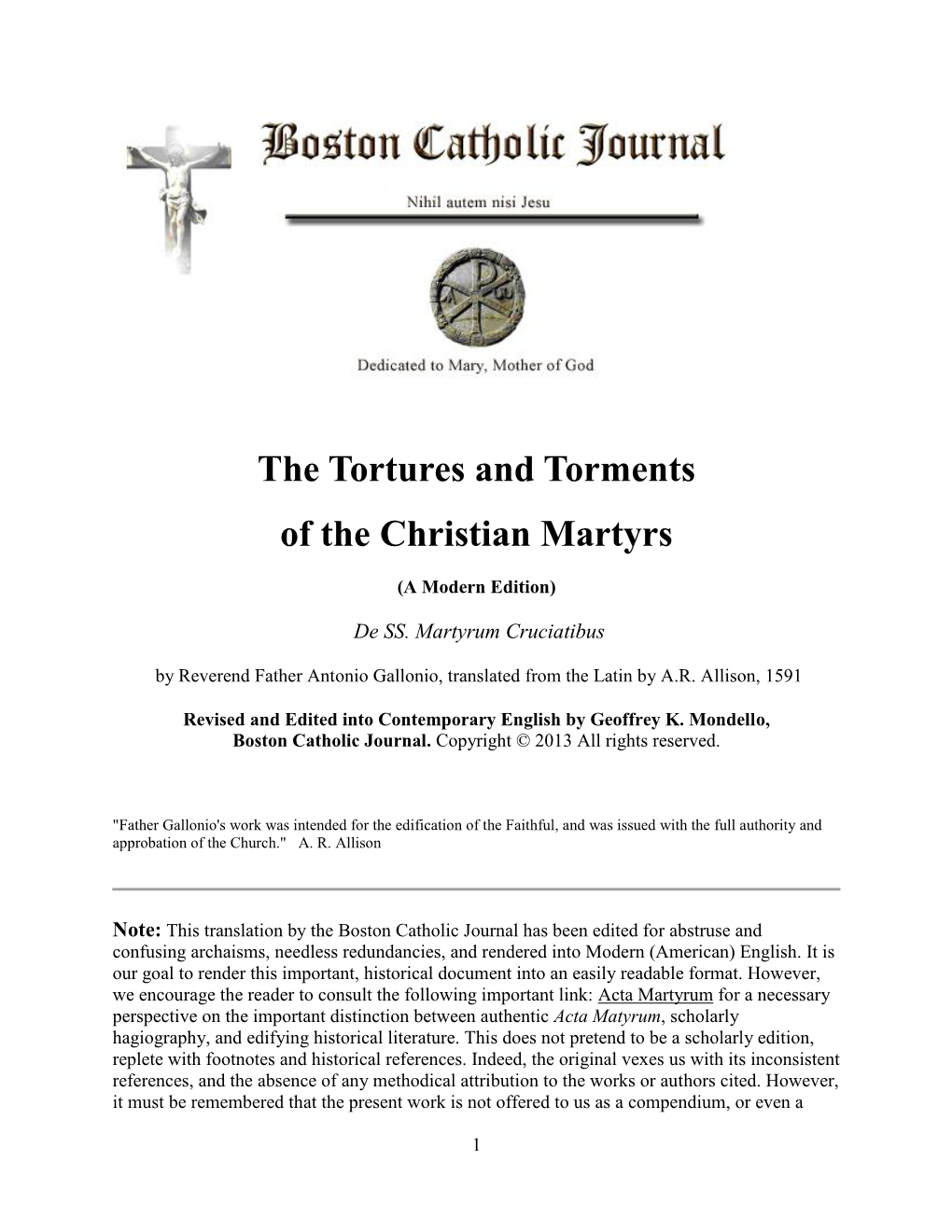 The Tortures and Torments of the Christian Martyrs