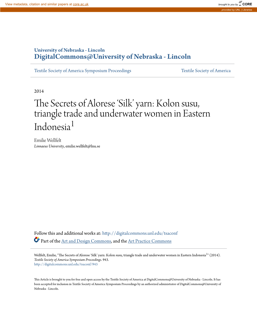 The Secrets of Alorese Â•Ÿsilkâ•Ž Yarn: Kolon Susu, Triangle Trade and Underwater Women in Eastern Indonesia1