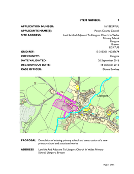 16/13829/FUL Powys County Council Land at and Adjacent to Llangors