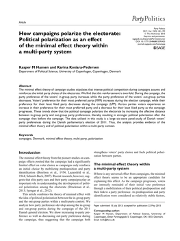 Political Polarization As an Effect of the Minimal Effect