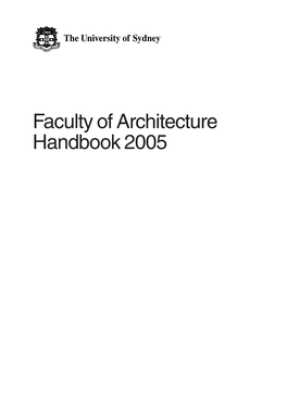 Faculty of Architecture Handbook 2005 University Dates