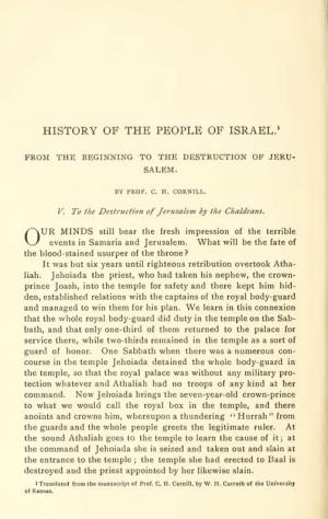 History of the People of Israel. from the Beginning to the Destruction Of