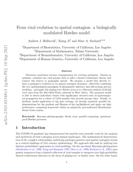 From Viral Evolution to Spatial Contagion: a Biologically Modulated Hawkes Model