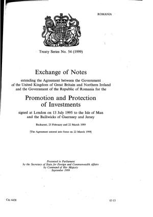 Exchange of Notes Promotion and Protection of Investments