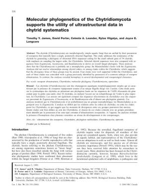 Molecular Phylogenetics of the Chytridiomycota Supports the Utility of Ultrastructural Data in Chytrid Systematics
