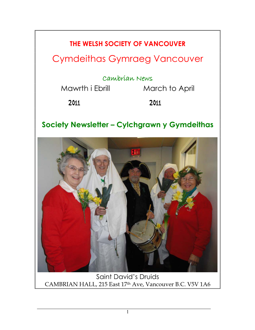 The Welsh Society of Vancouver