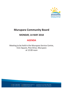 Murupara Community Board 14 May 2018