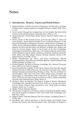 1 Introduction: Memory, Trauma and World Politics