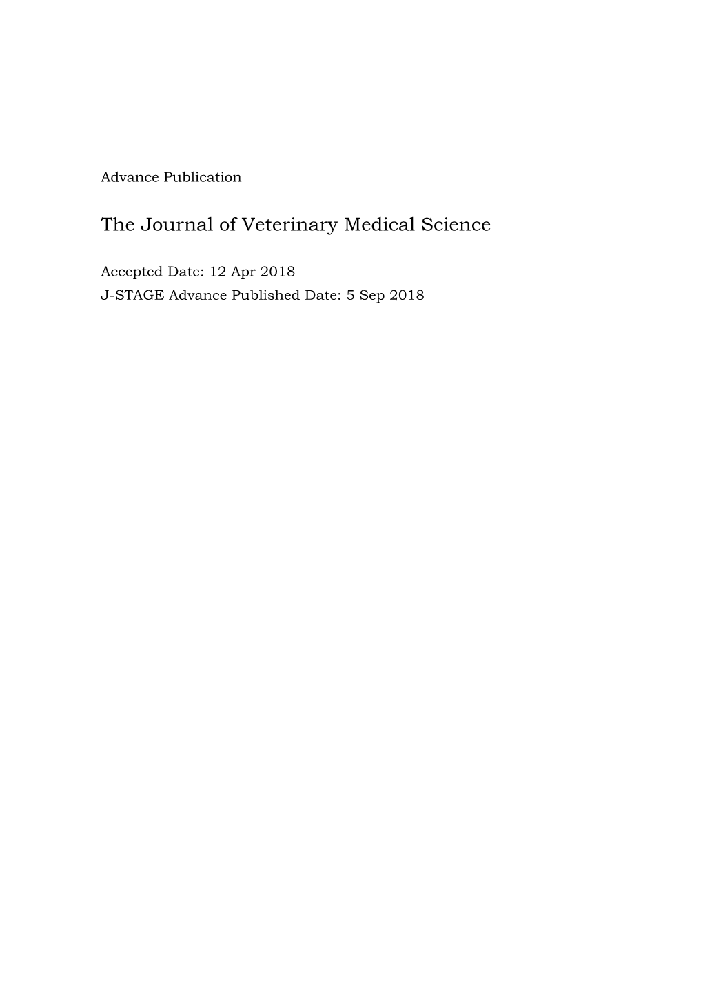 The Journal of Veterinary Medical Science