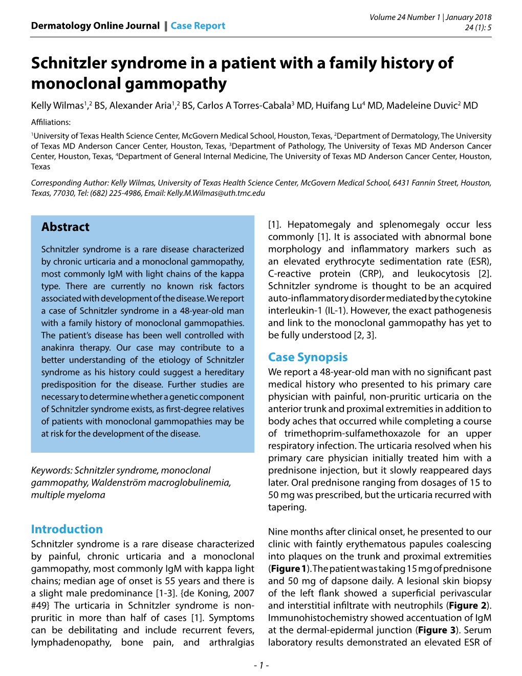 Schnitzler Syndrome in a Patient with a Family History of Monoclonal