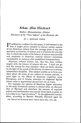 Ethan Allen Hitchcock Soldier—Humanitarian—Scholar Discoverer of the "True Subject'' of the Hermetic Art