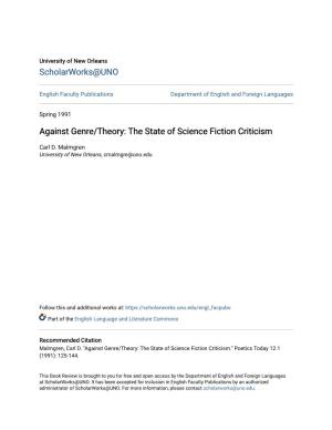 Against Genre/Theory: the State of Science Fiction Criticism