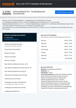 Bus Linie 5701 Fahrpläne & Netzkarten