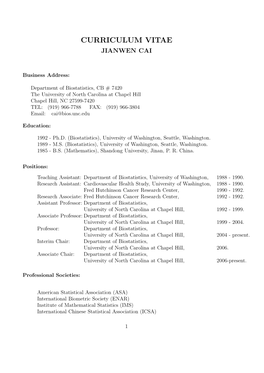 Curriculum Vitae Jianwen Cai