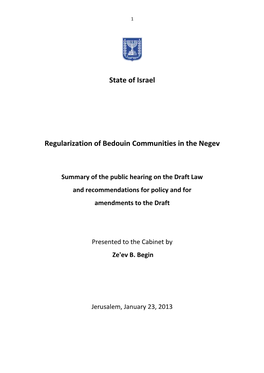 Regularization of Bedouins in the Negev