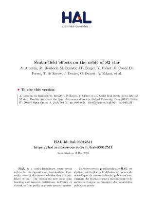 Scalar Field Effects on the Orbit of S2 Star