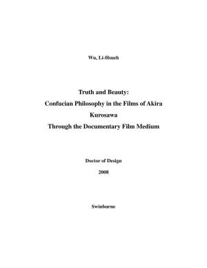 Confucian Philosophy in the Films of Akira Kurosawa Through the Documentary Film Medium