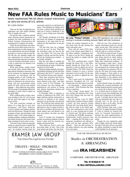 New FAA Rules Music to Musicians' Ears Newly Reauthorized Faa Bill Allows Musical Instruments As Carry-Ons Across All U.S