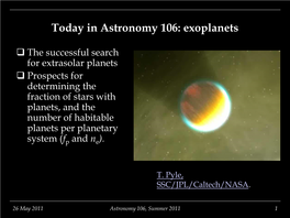 Today in Astronomy 106: Exoplanets