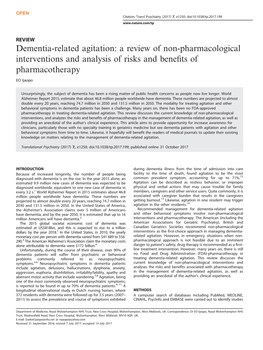 Dementia-Related Agitation: a Review of Non-Pharmacological Interventions and Analysis of Risks and Beneﬁts of Pharmacotherapy